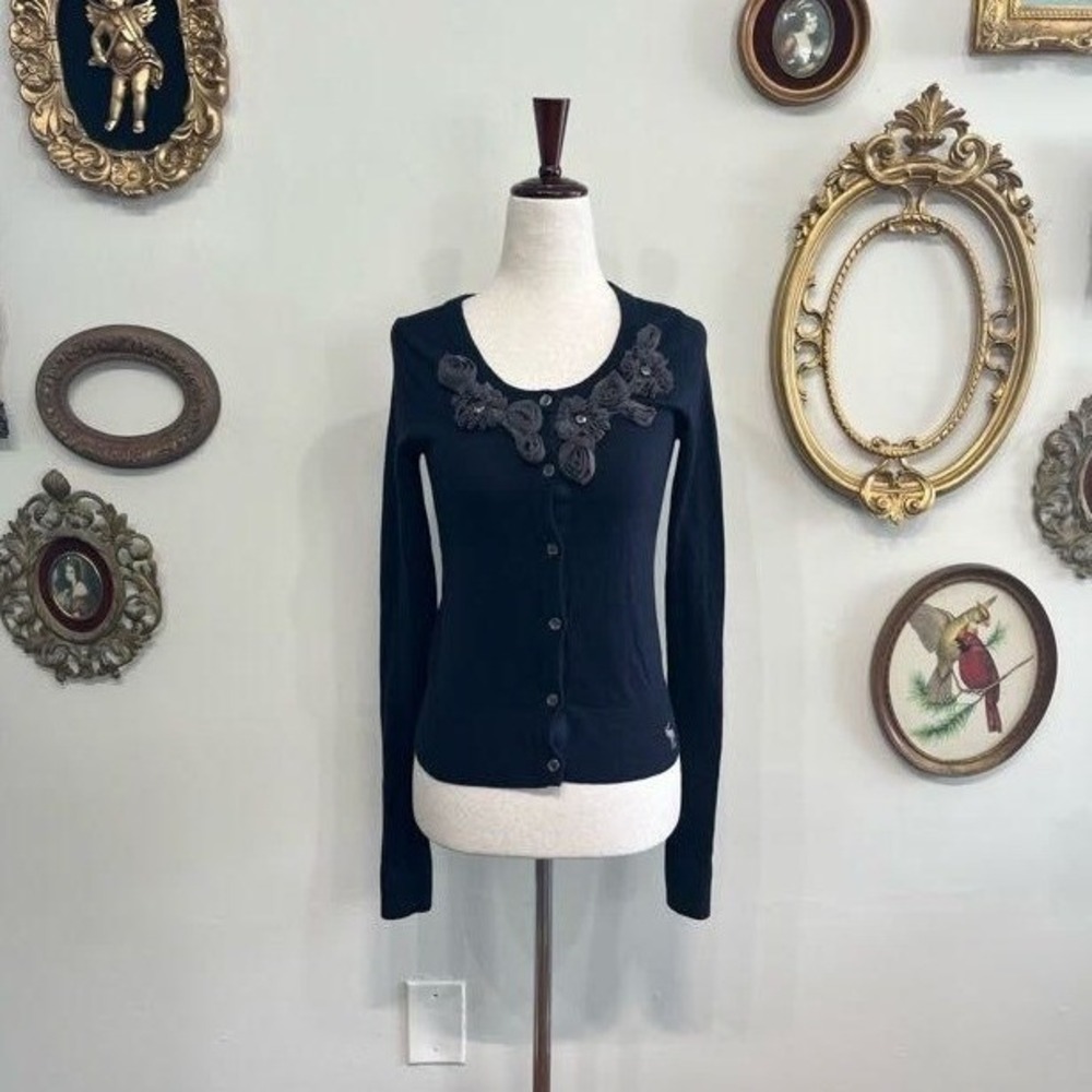 vintage Abercrombie‎ & Fitch Y2K Rosetta Embellished Cardigan Medium